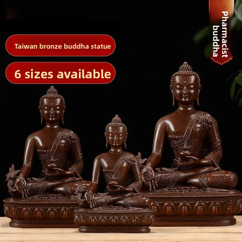 

Антикварная медная тибетская буддийская статуя, три драгоценных будда, медицина Будды, декор для алтаря ручной работы