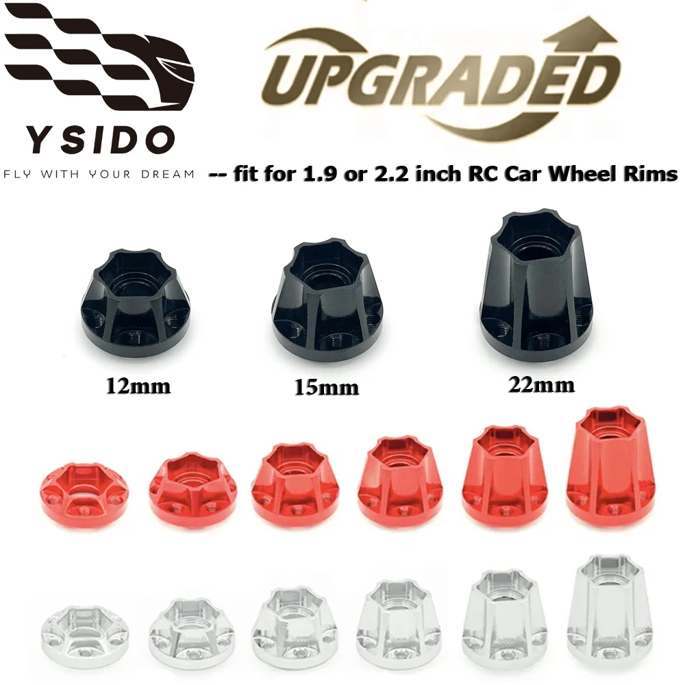 2/4 Stück Radsechskantnaben 6/9/12/15/18/22 mm für 1,9 2,2 Zoll 1/10 RC Auto Tamiya CC01 D90 Axial SCX10 Traxxas TRX4 Redcat Gen8 VS4-10