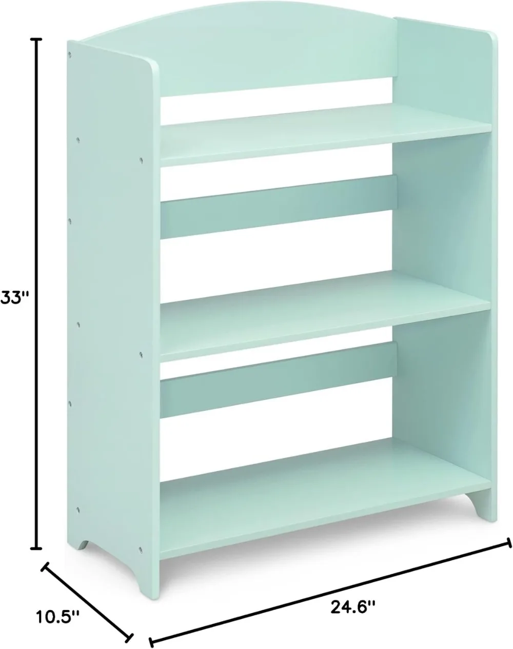 Kids Bookshelf with 3 Shelves, Greenguard Gold Certified, Mint Color - Safe & Durable