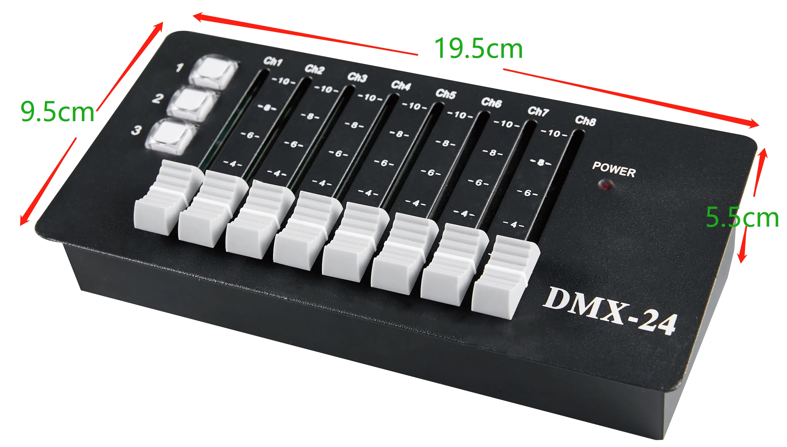 

24-Way Console with Battery 5V 3PCS Light Buttons 8PCS Faders for Live Concerts KTV DJs Clubs