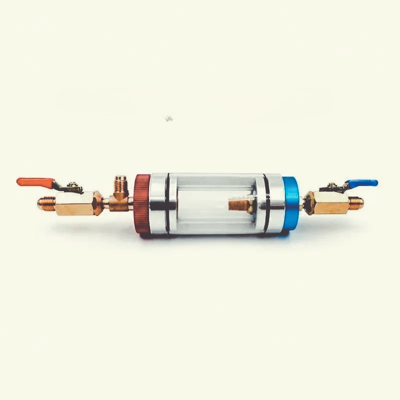 Mini R134a AC Refrigerant Oil Purifier, Transparent Visual Refrigerant Filter Tool for Automobile Aircon Maintenance
