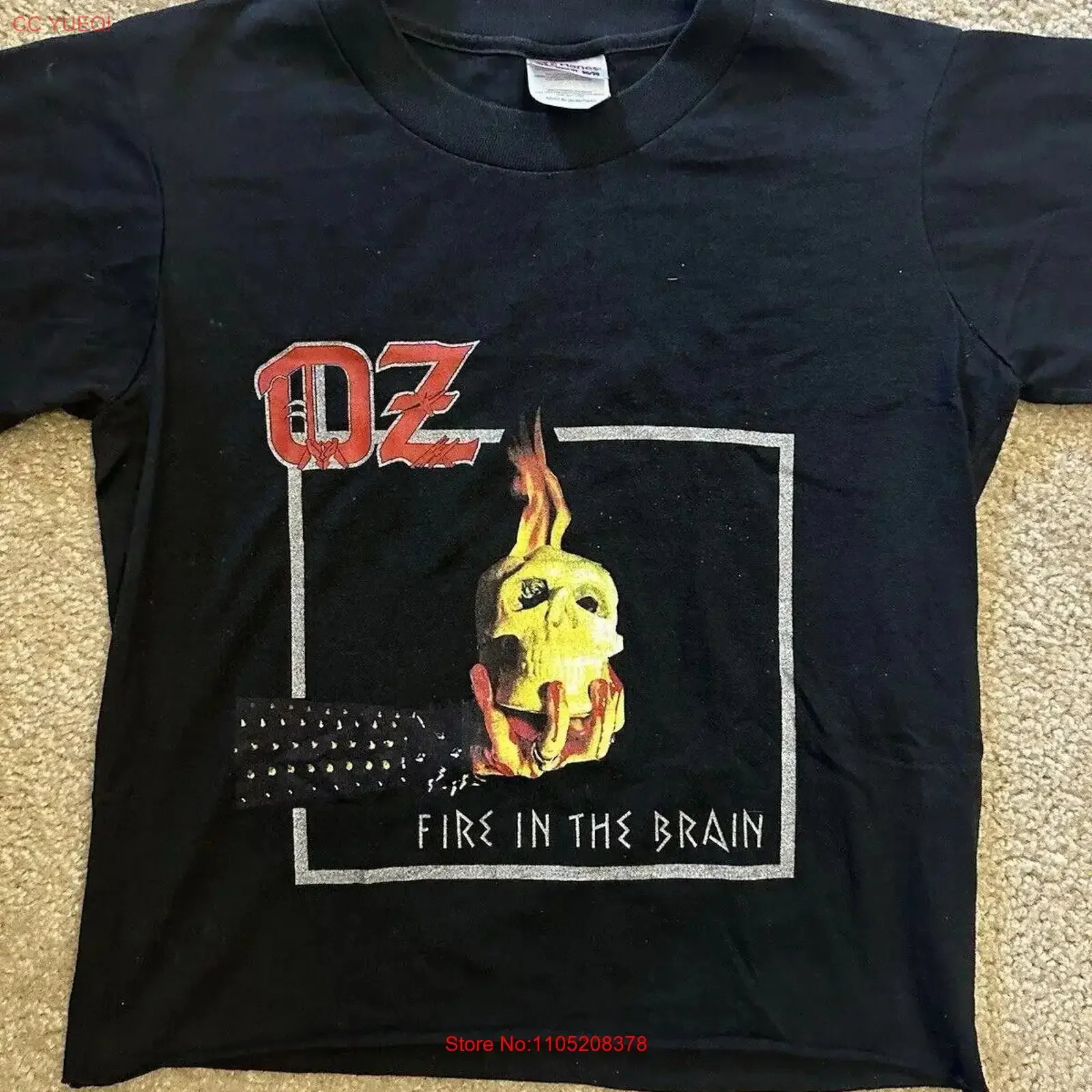 OZ Fire In The Brain Heavy Metal T Shirt Size XL Altered See Listing vintage Washed Stretched Breathable designer clothes