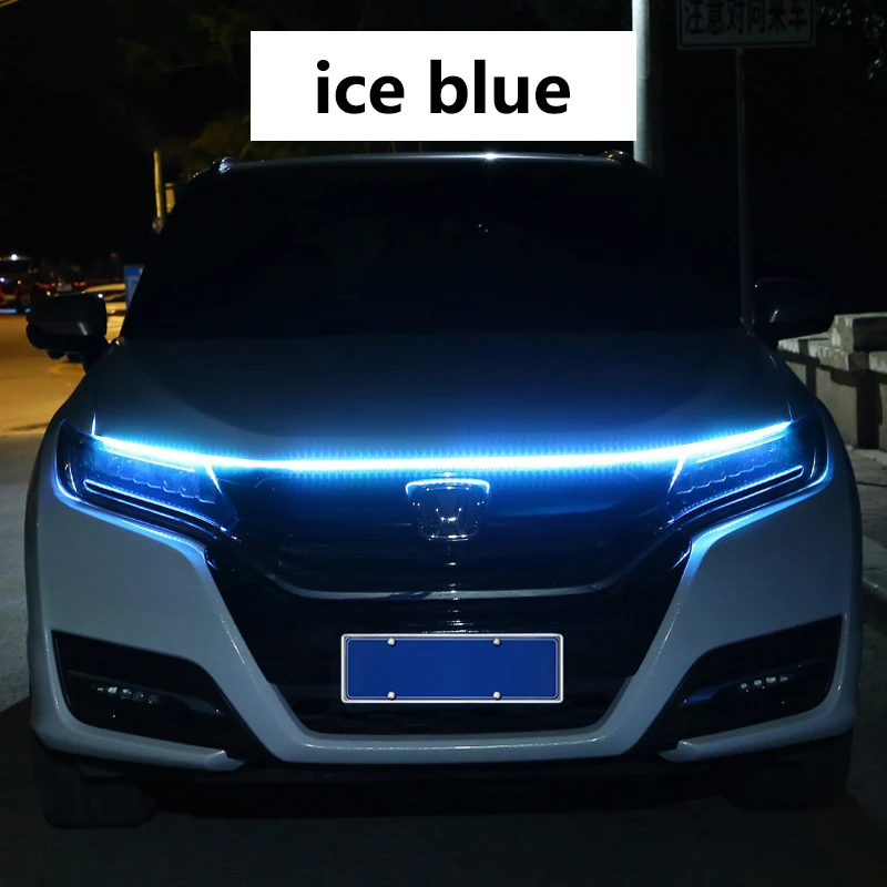 Drl led Hood decorativo turn LED light strip flessibile silicone light strip Car Cover Atmosphere light strip Daytime running lamp