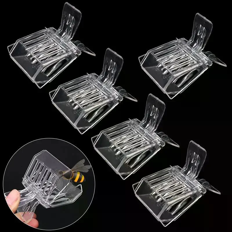 3/5 Transparent Clip-on Bee Cages, Plastic Clips, Queen Cages, Bee Catchers, Beekeeping Tools