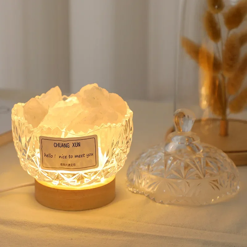 Flameless Aromatherapy Diffuser Stone, Crystal Mug, Night Light, Natural Orange Salt, Use Essential Oil Not Included