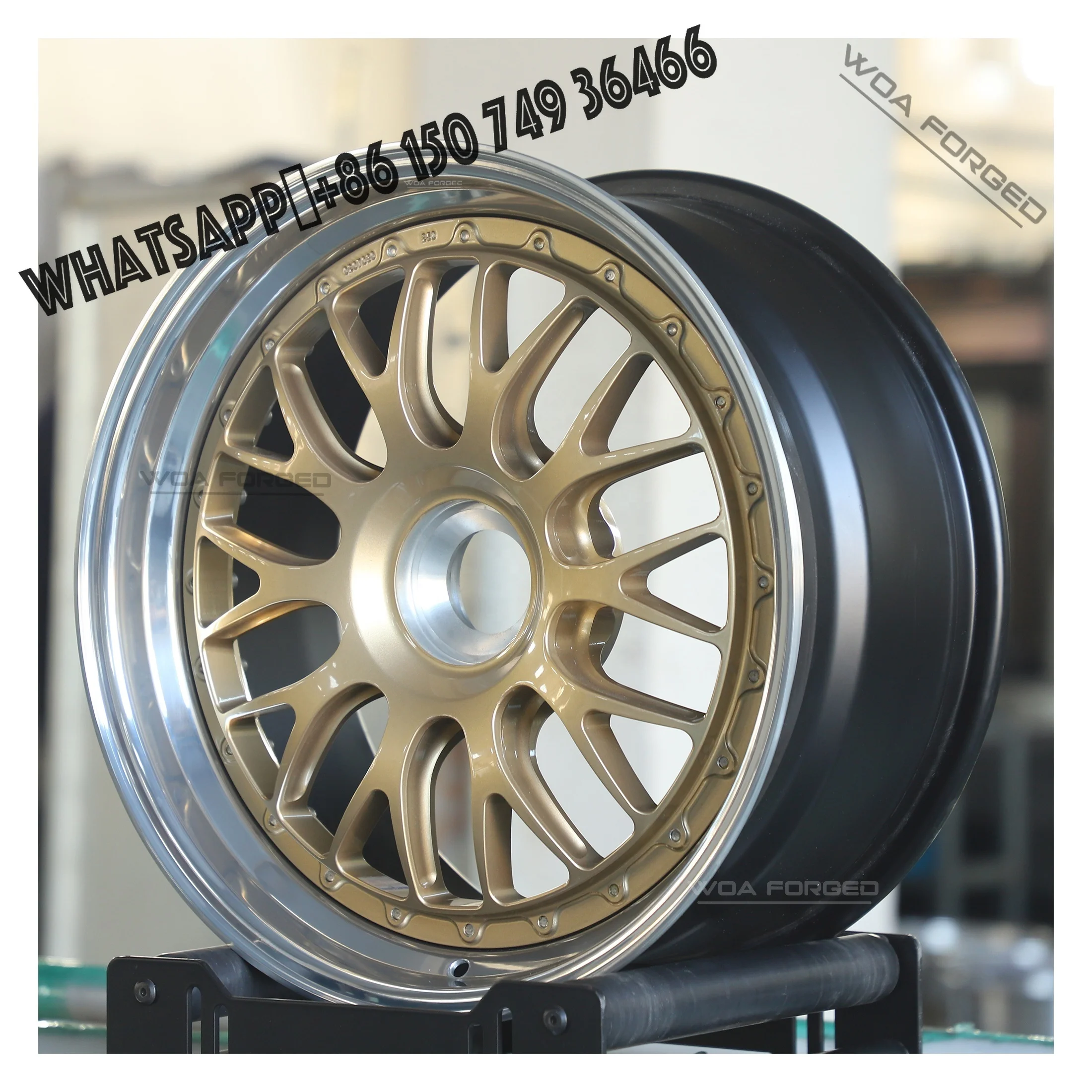 

Customized Golden Forged 3pc 18-22 Inch Aluminum Wheels Polished Rim 3 Piece Wheel Set for BS E88 Lightweight Passenger Car