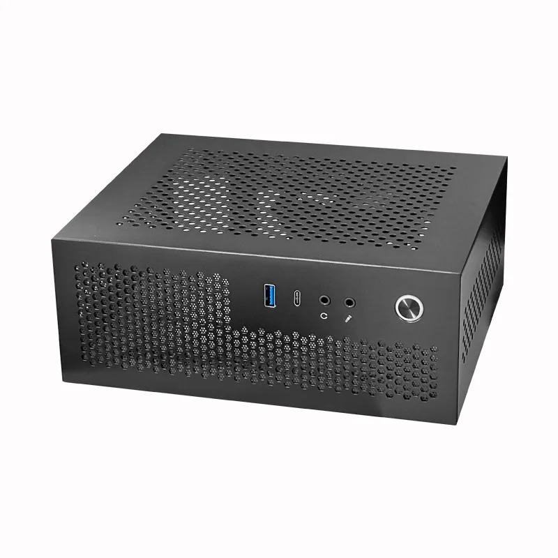 Mini ITX Case voor PC Desktop Chassis Typec (10g) + USB3.0 Zwart Mini-ITX 0.8mm SPCC Desktop Computer Case Fit in Flex PSU