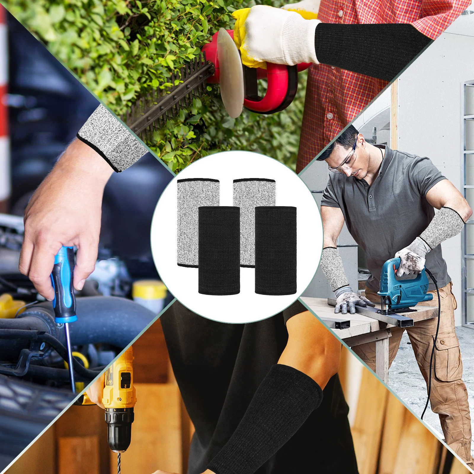 زوجان من أغطية الساعد المقاومة للقطع، واقيات الذراع المرنة، أكمام السلامة الصناعية، البستنة، العمل المتين #4