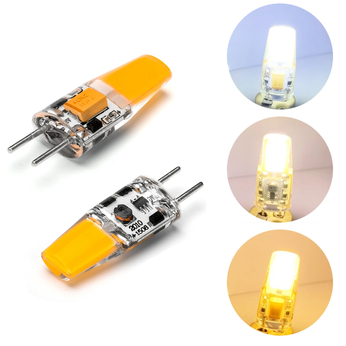 Minibombillas LED de cristal de silicona GY6.35, 5W, CA/CC, 12V, 1508, sin parpadeo, blanco frío y cálido, reemplaza las lámparas halógenas de araña de 50W