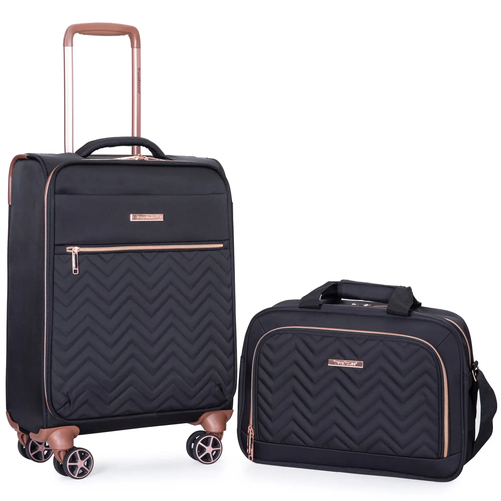 2 Piece Carry On Luggage Softside Lightweight Suitcase with Spinner Wheels