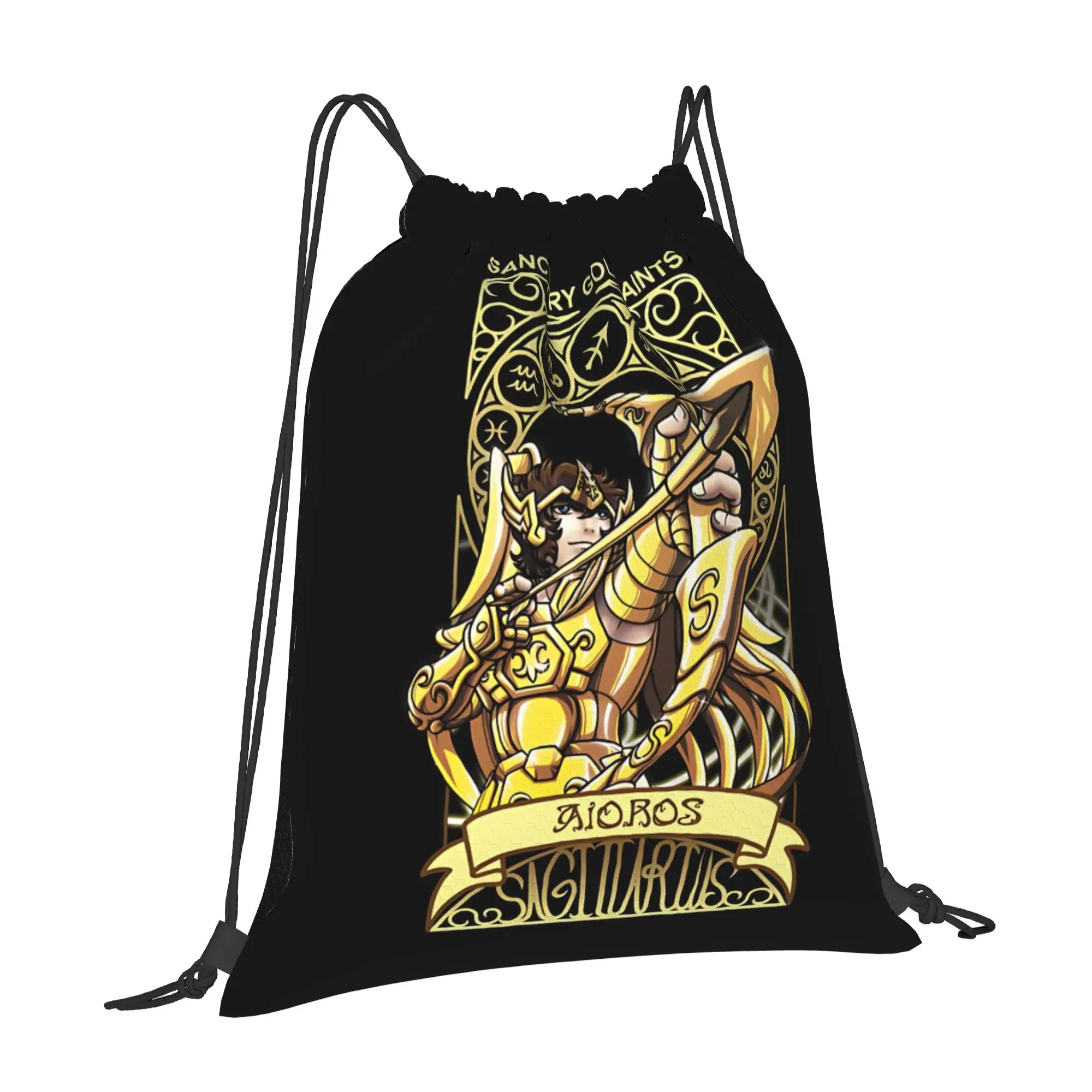 For travel Pouch Saint Seiya  Kawaii Drawstring Bags Travel Shoe Clothes Storage Multi-function Teen Portable Rucksack