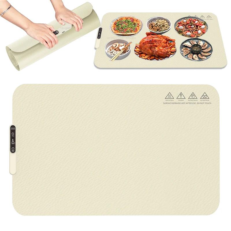 ﻿Electric Food Warmer Food Warming Plate Portable Electric Warming Tray Foldable Food Warming Pad Fast Heating Food Warming Mat
