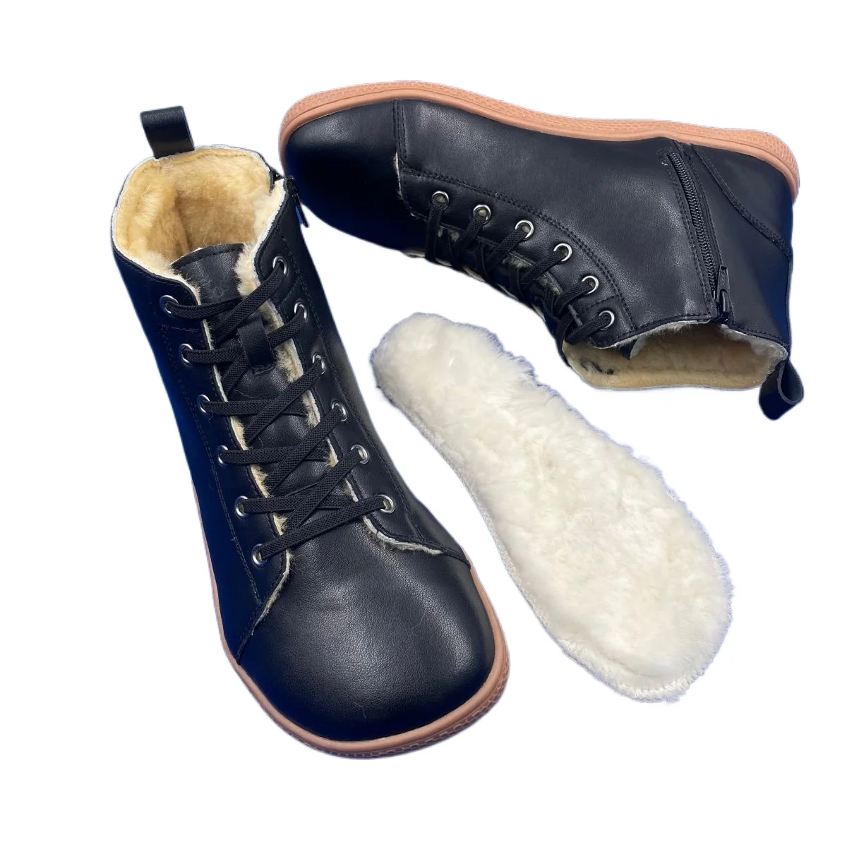 Tipsietoes Top Barefoot Genuine Leather Winter Boot With Real Natural Fur Linning And Insole Inside For Women Men Light Weight