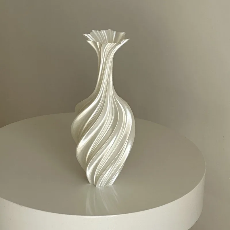 3D Printed Abstract Twisted Vase, Retro Flower Arrangement Decor, Nordic Minimalist Luxury Home Flower Ornament