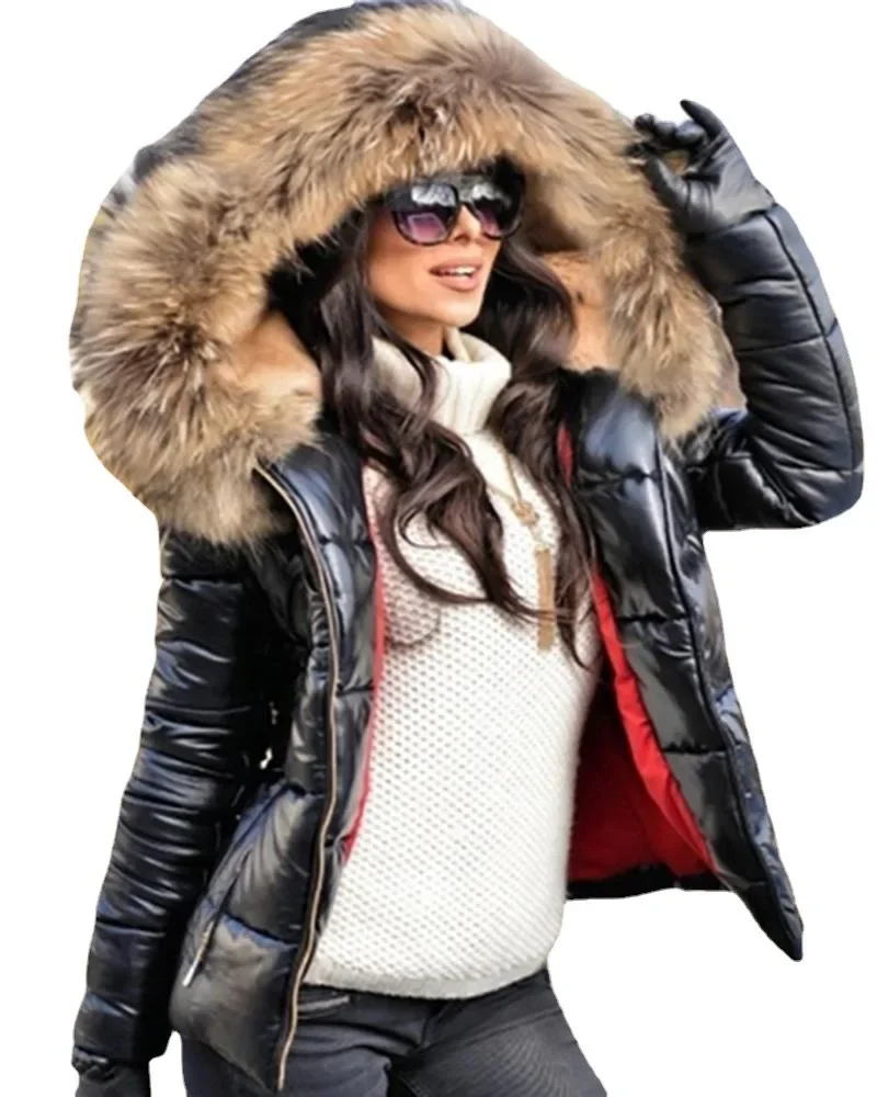 Autumn Winter New Women\'s Cotton-Padded Down Cotton-Padded Coat Short Hooded Parka Cotton-Padded Coat