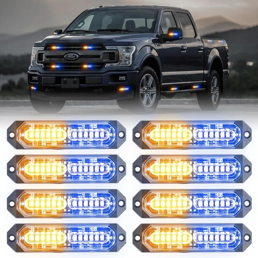 

8 шт. 12 светодиодных светильников с функцией синхронизации, аварийная стробоскопическая решетка, ультратонкая поверхностная монтажная сигнальная мигающая световая панель для пожаротушения