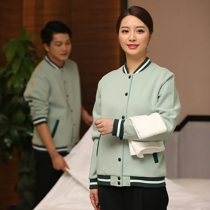 Cleaning Work Clothes Long Sleeve Female Hotel Guest Room Cleaner Housekeeping Property Aunt Autumn and Winter Sweater