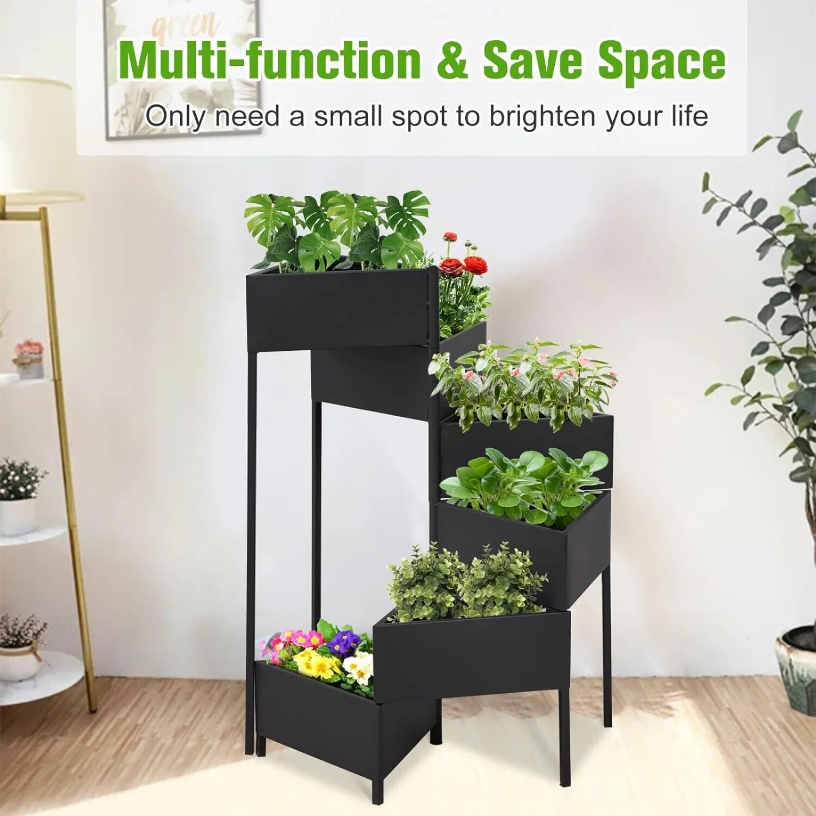 

US 6 Tier Outdoor Metal Plant Stand Flower Plantation Display Shelf Shelf-