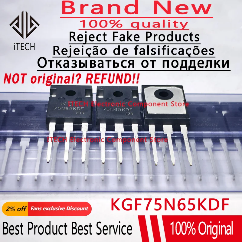 

10pcs/lot Original KGF 75N65KDF KGF75N65KDF TO-247 75A 650V IGBT 100% New and Genuine