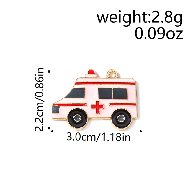 20 Stück 30 x 22 mm niedliche Emaille-Anhänger für medizinische Krankenwagen, für die Herstellung von Halsketten, Ohrringen, Armbändern, DIY-Handwerk, Schmuckzubehör – Detail 1