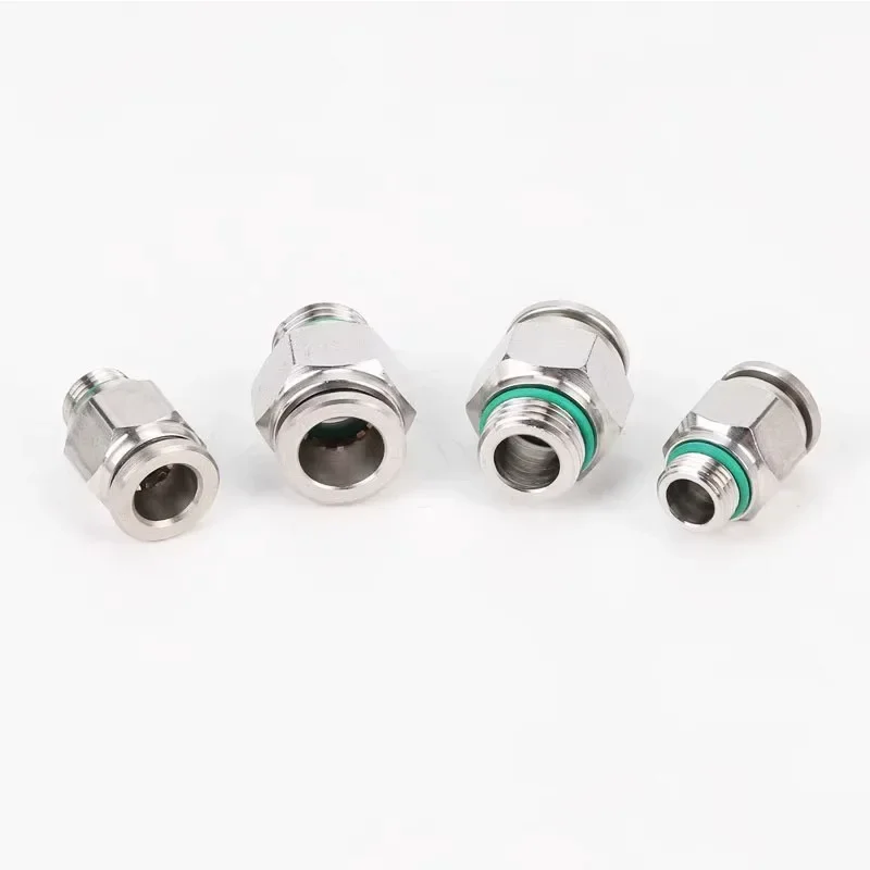 10pcs 304 Stainless Steel PC Pneumatic Quick Connector G Thread  Thread Pipe Water Gas Connector M5 1/8" 1/4" 3/8" 1/2" BSP