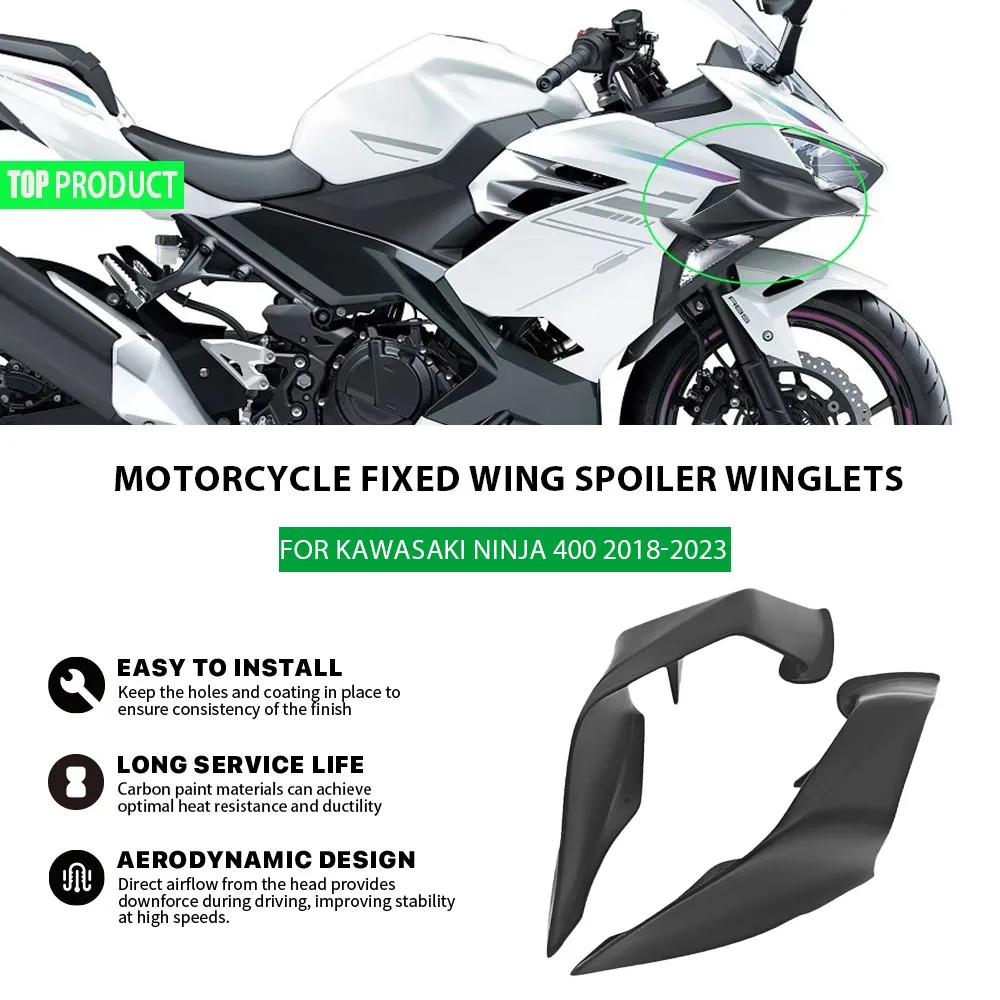 

Для Kawasaki Ninja 400 Ninja 400 2018-2023 мотоциклетный комплект аэродинамики, обтекатель с фиксированным крылом, аксессуары, боковой спойлер, крылышки, новинка