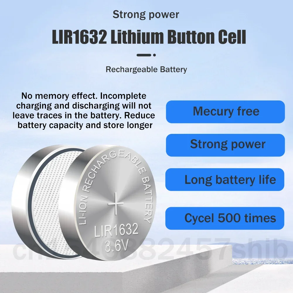 2-10PCS LIR1632 LIR 1632 3.6V Lithium Rechargeable Battery For Toy Watch Sacale Car Remote Keys  CR1632 DL1632 Button Coin Cells