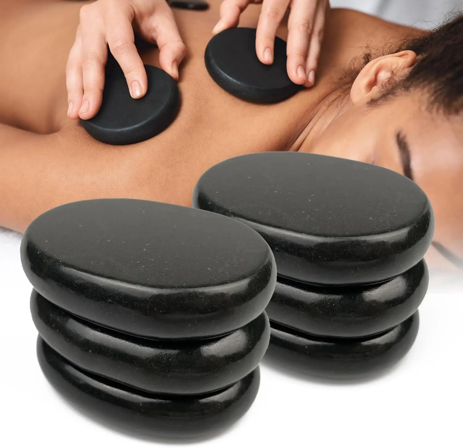 

12 Pcs Hot Massage Stones Rock Warmer Spa Massagers Stones for Women&Men SPA Black