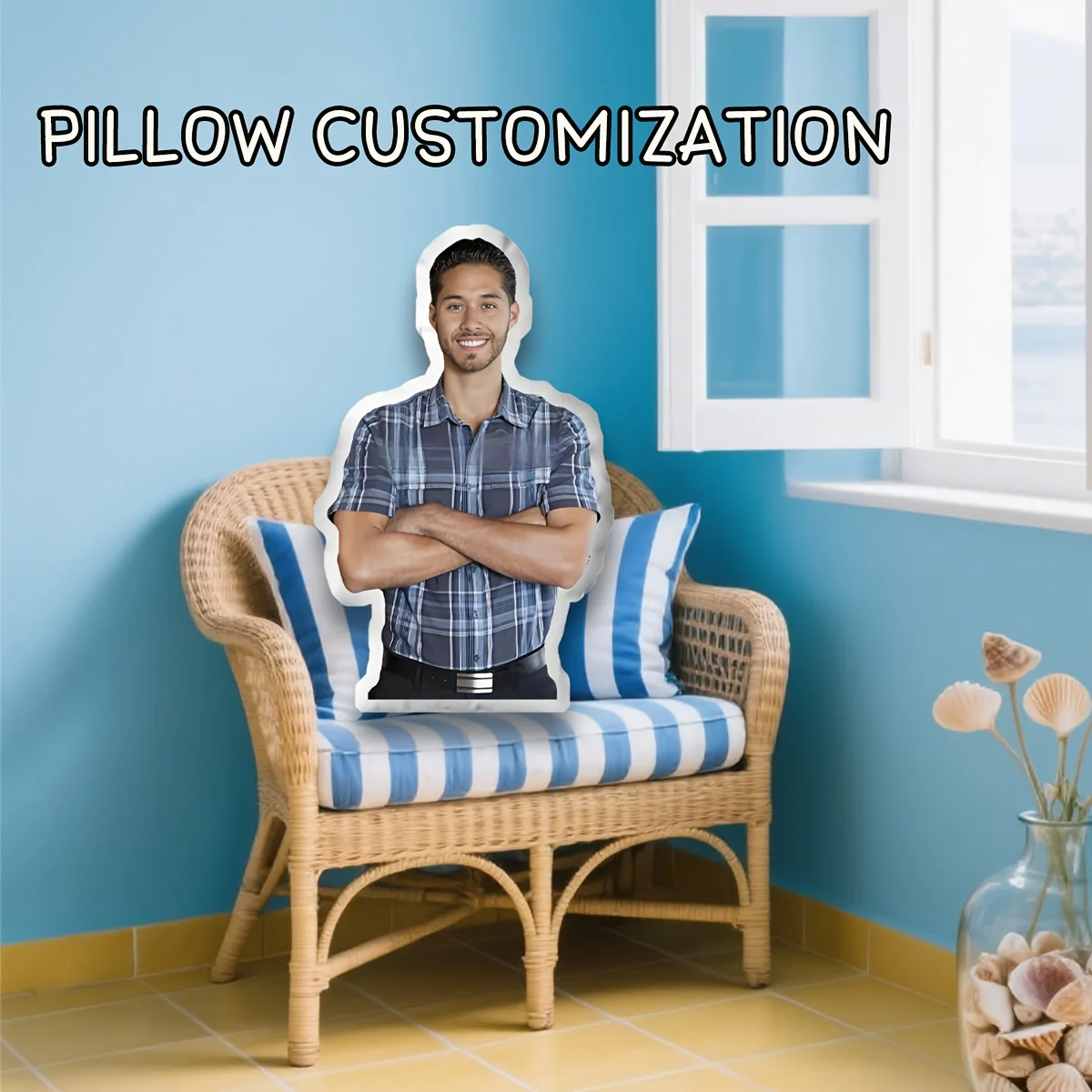 Customize a Plush Pillow for Princess Dress with Your Favorite Photo, Featuring a Personalized Face Shape, Mixed-color Fabric, D