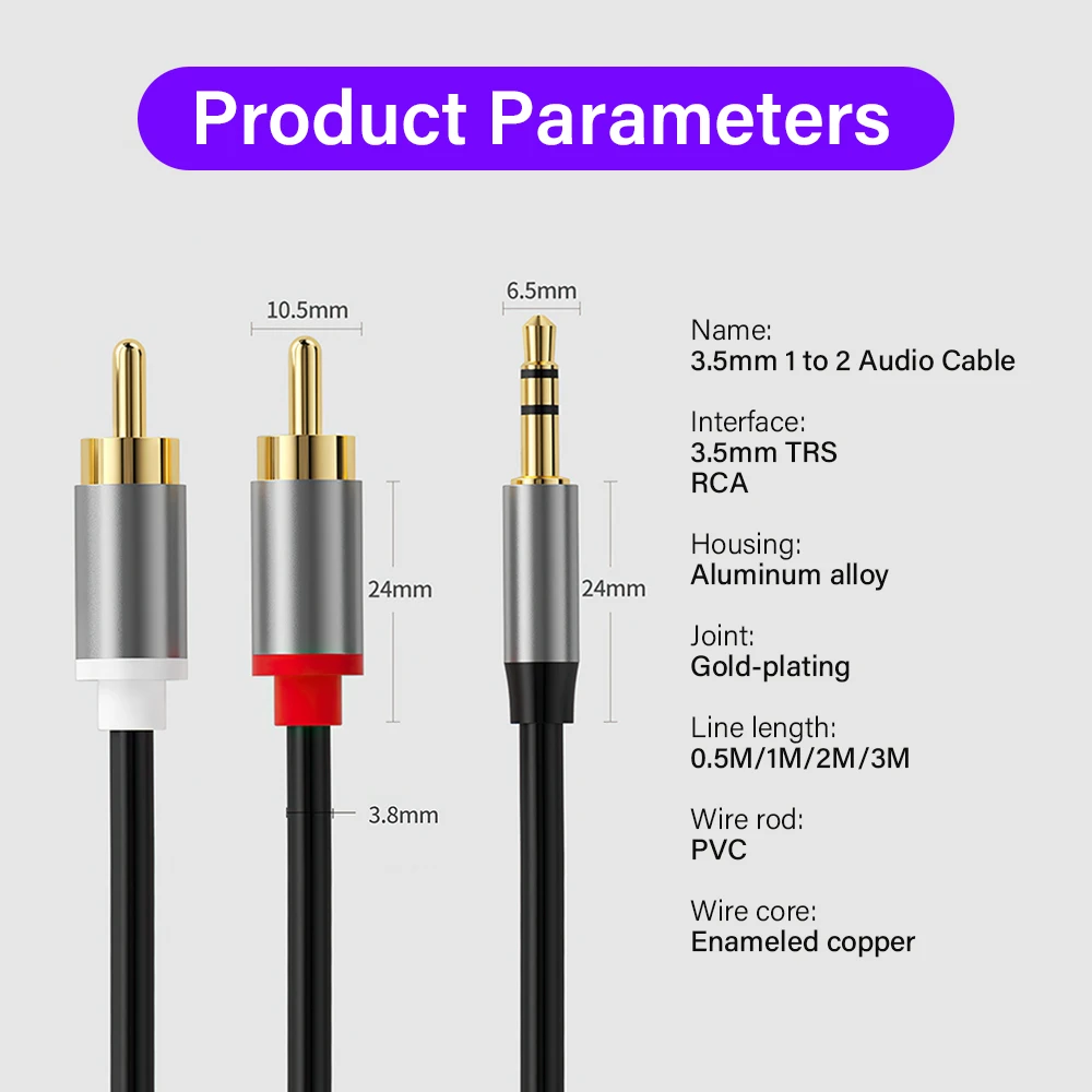 3.5 مللي متر إلى RCA كابل مساعد 3.5 مللي متر TRS 3 القطب كابل محول للهاتف المحمول التلفزيون الكمبيوتر مكبر للصوت جاك سلك مساعد HIFI موصل الصوت #6
