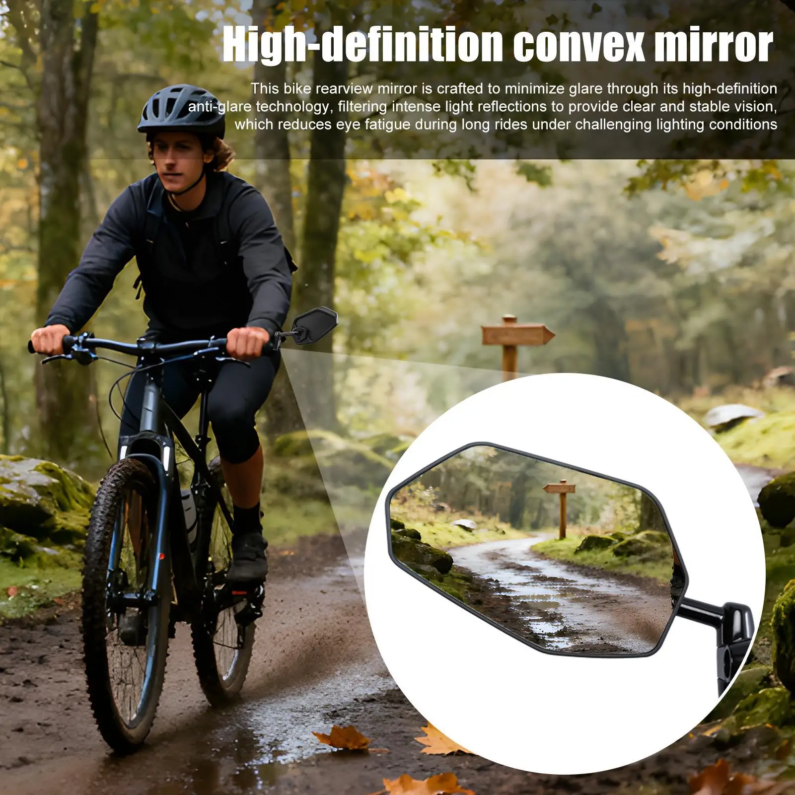 Bicycle rearview mirror aluminum alloy bracket anti-glare mirror cycling High-Definition explosion-proof convex mirror blocking