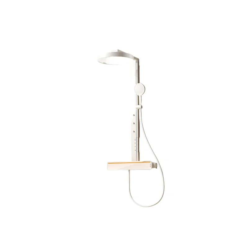 

Milk white shower shower set household bathroom full copper storage back spray pressurized piano key shower