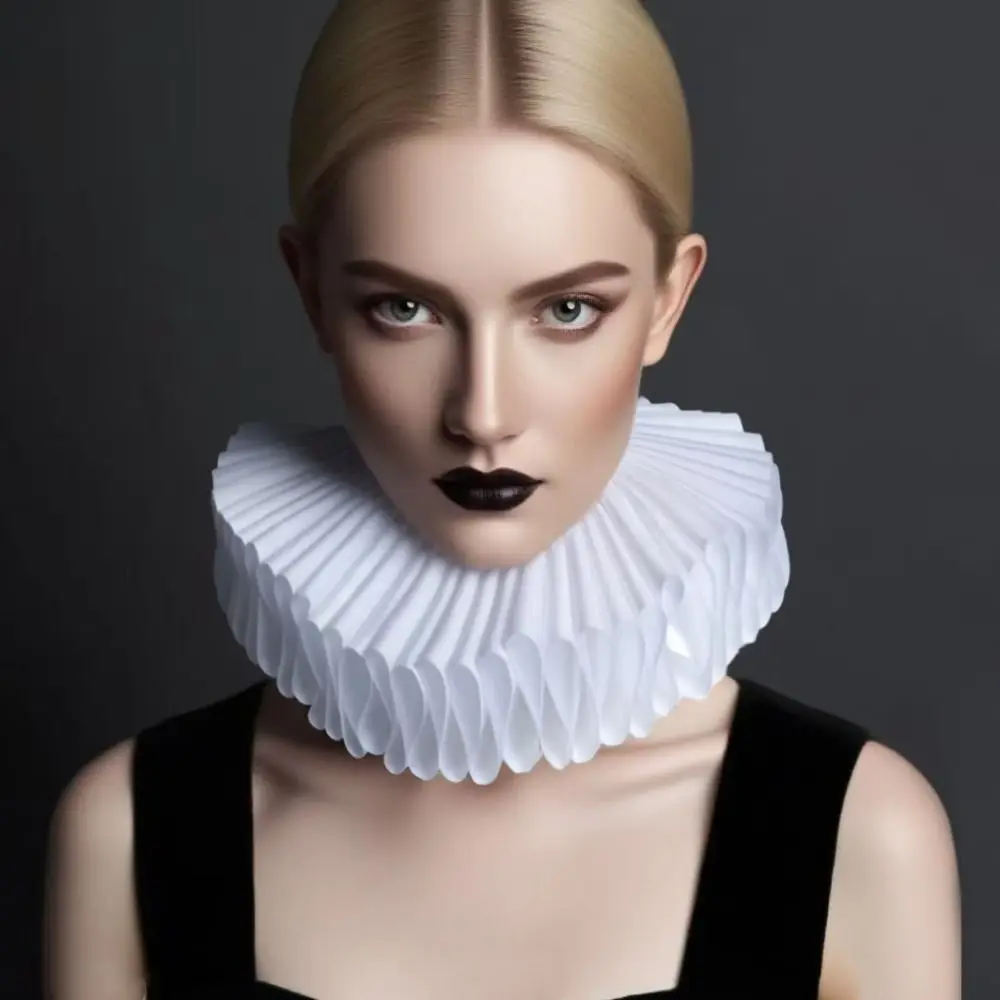 Detachable Shakespeare Neck Ruffled Collar Elegant Opera Renaissance False Collar Victorian Costume White Retro Ruff Collar