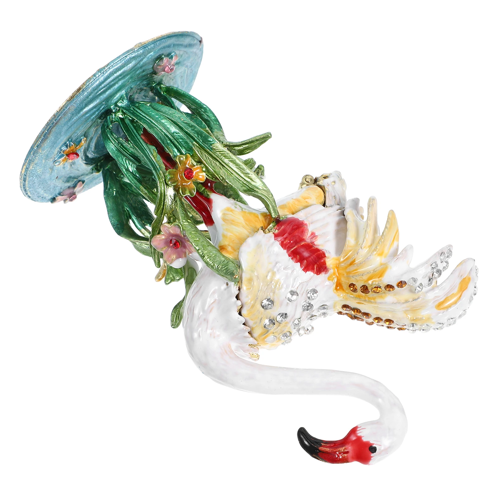

Multifunctional Flamingo Jewelry Box Zinc Alloy Home Office Statuette Gift Party Supplies Vintage Trinket Storage Ring Organizer