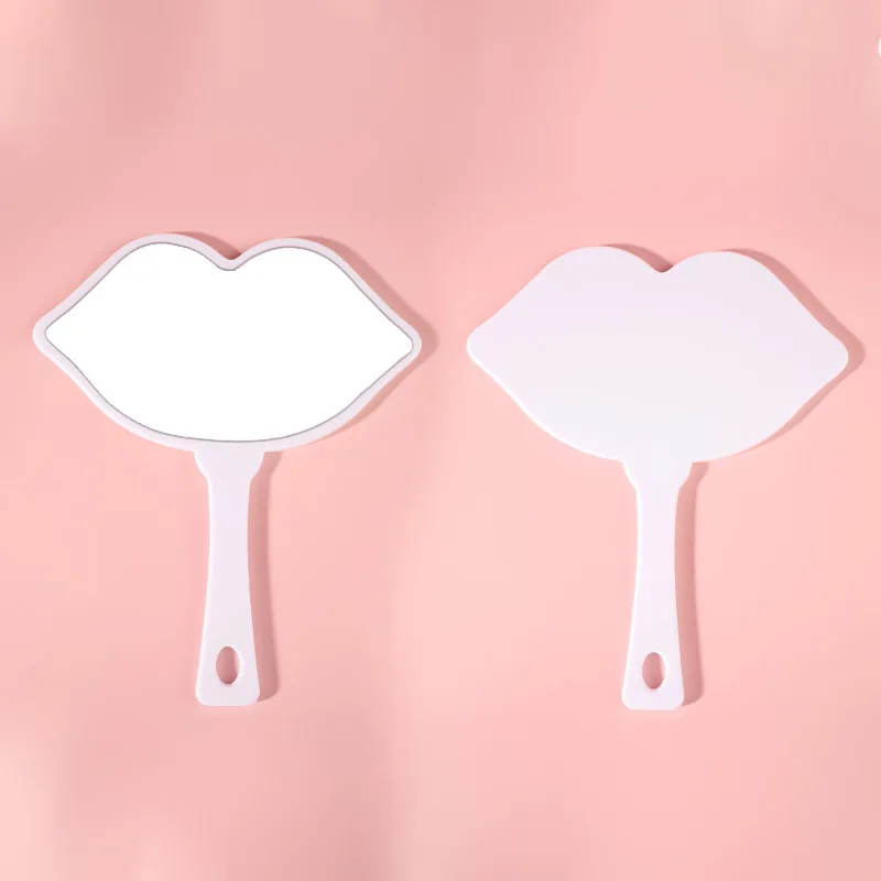 Oversized Lips Shape Hanging Handheld Mirror with Metal Stand for Bathroom Bedroom Vanity Decor Premium Acrylic