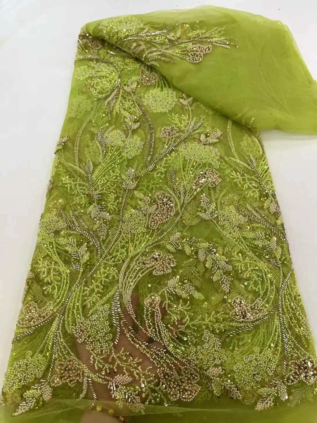 Африканская кружевная ткань для жениха, высокое качество, французские бусины, блестки, кружевная ткань, 5 ярдов для нигерийского шитья, вечерние свадебные платья