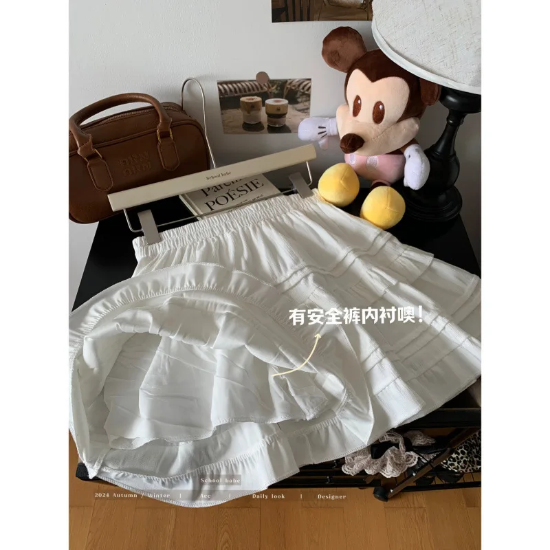 Gonne da torta stile balletto bianco estivo per donna Gonna a trapezio soffice elastica dimagrante a vita alta