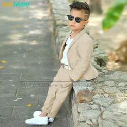 Khaki Fashion Boys Suit Sets Children Homecoming Blazer Pants Two Pieces Wedding Prom Flower Boy Gentlemen Clothing Outfits