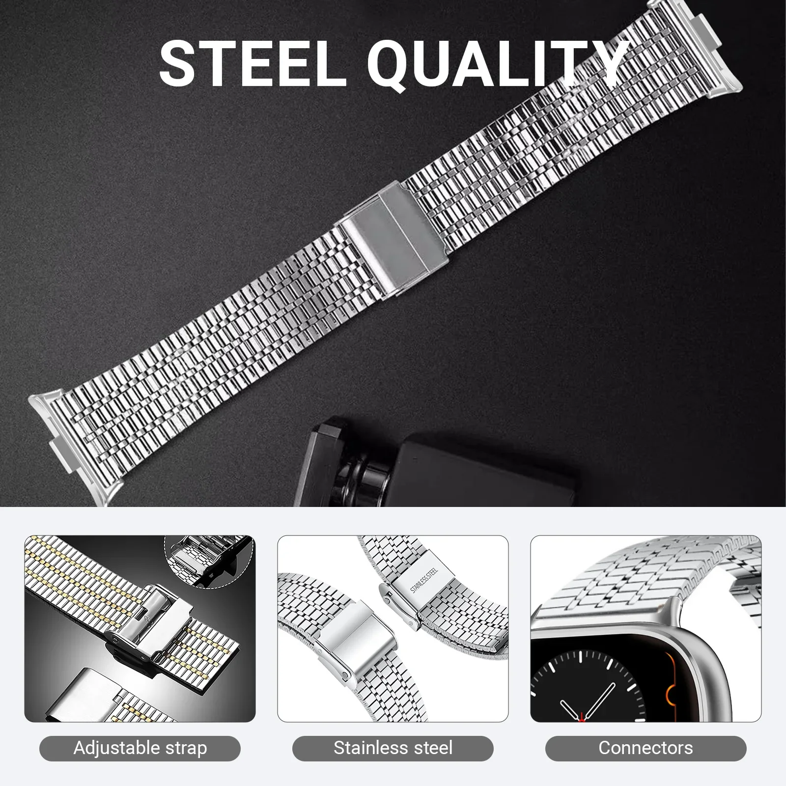 Edelstahlarmband für Redmi Watch 6 5 4 Metall-Ersatzarmband für Xiaomi MiBand 10/9/8 Pro Correa Band – Detail 13