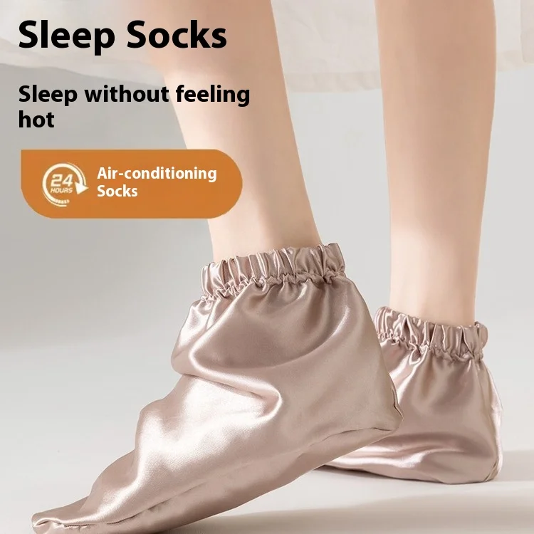 

Sleep Socks Women Cooling Summer Thin Breathable Silk Feeling Ankle Socks Non Slip Bed Socks Air Conditioning Soft Comfort Night