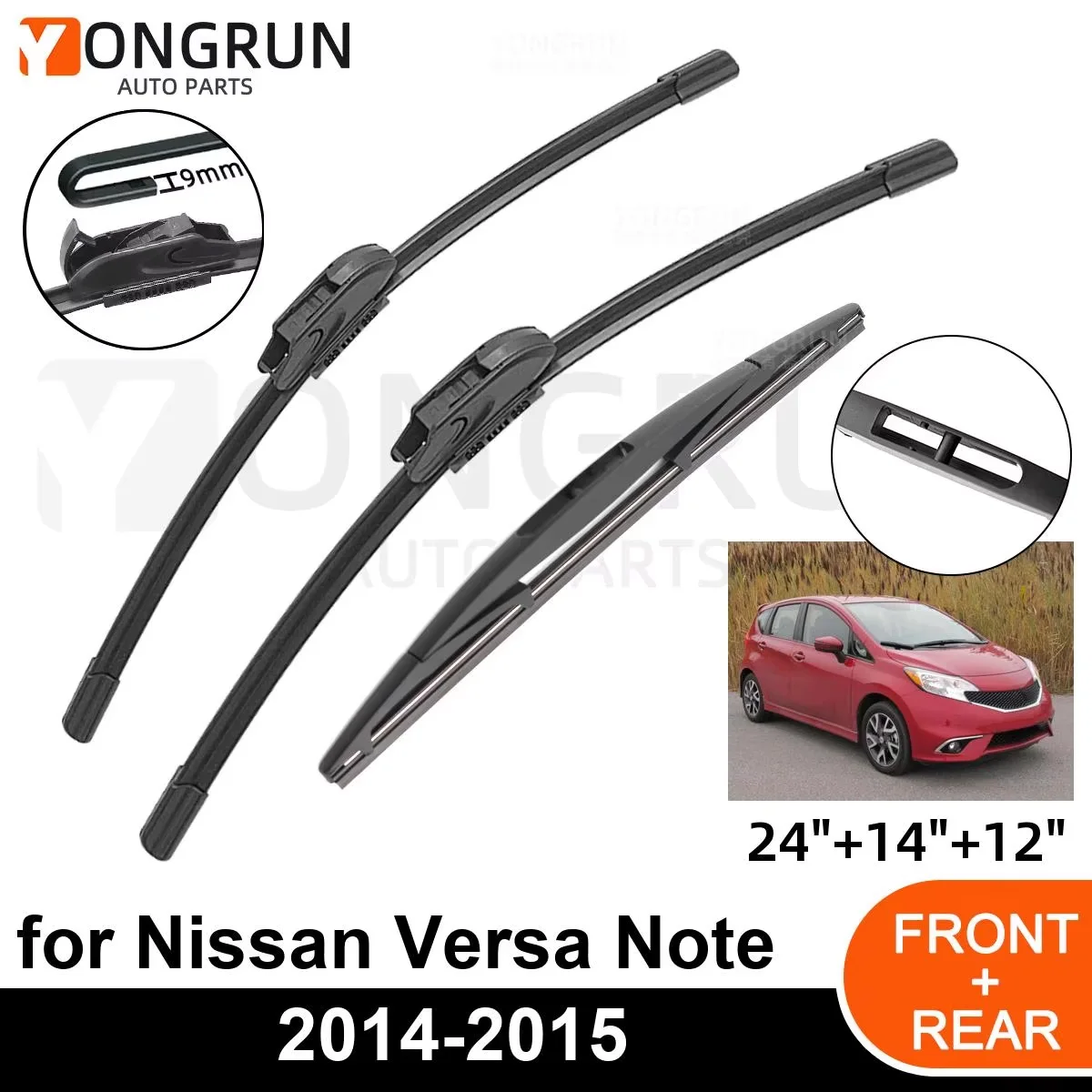 

Щетки стеклоочистителя YONGRUN для Nissan Versa Note 2014-2015, передние и задние, всесезонные, прочные, автомобильные запчасти