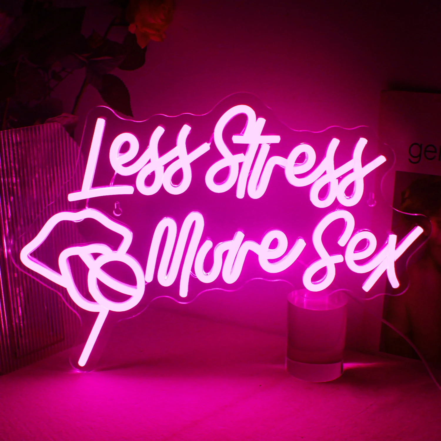 Less Stress More Sex Neon Led Sign Party Room Decor Bedroom Decoration Logo USB Powered Lights Wall Lamp For Beauty Tattoo Salon