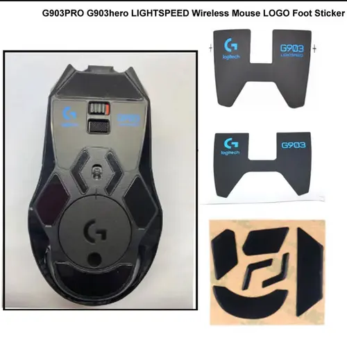 Compatible con G903PRO G903hero LIGHTSPEED, pegatina para pie de ratón inalámbrico, pegatina inferior con logotipo, Kit de reemplazo suave resistente al desgaste