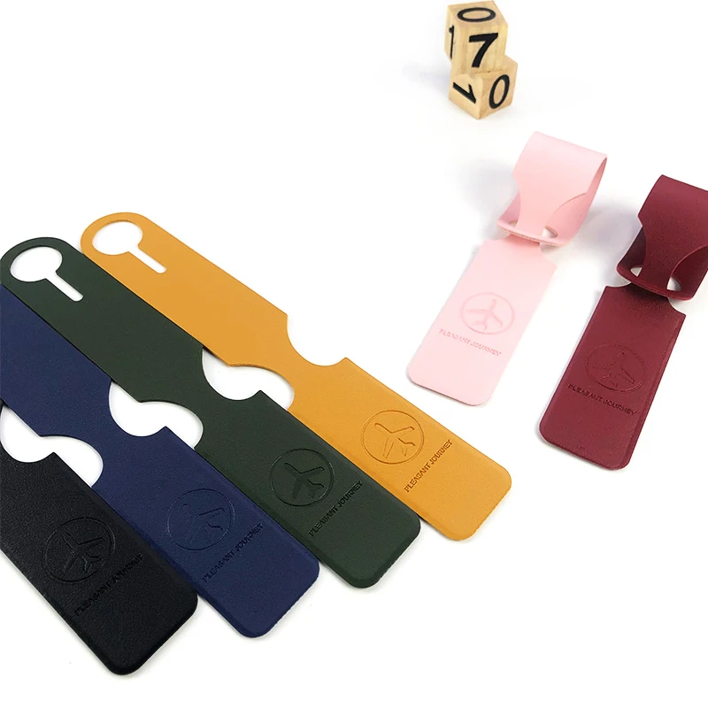PU Leather Luggage Tag Portable Suitcase Identifier Label Baggage Boarding Bag Tag Name ID Address Holder Travel Accessories