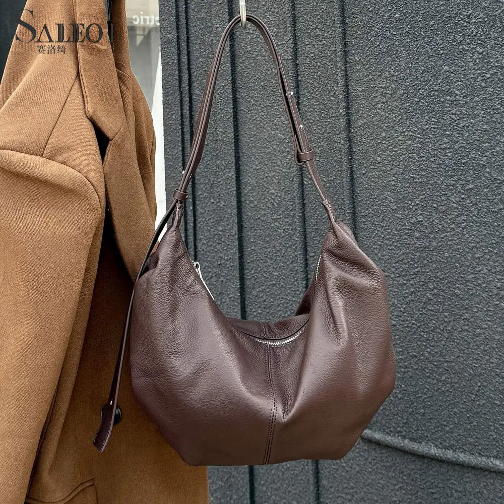 

Genuine Grade Soft Leather Women Shoulder Crossbody Bags Luxury Designer Brand Cowhide Underarm Bag for Woman High Quality Tote