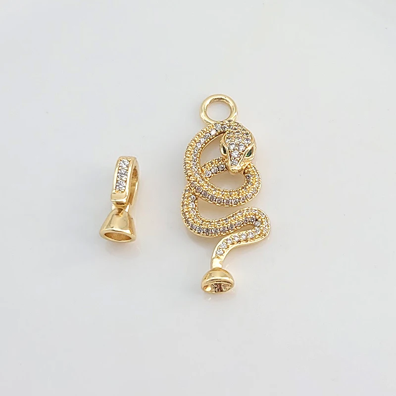 1 Piece Copper-Plated Zirconia Serpentine Universal Clasp DIY Beaded Bracelet Necklace End Cap Jewelry Making Material Accessory
