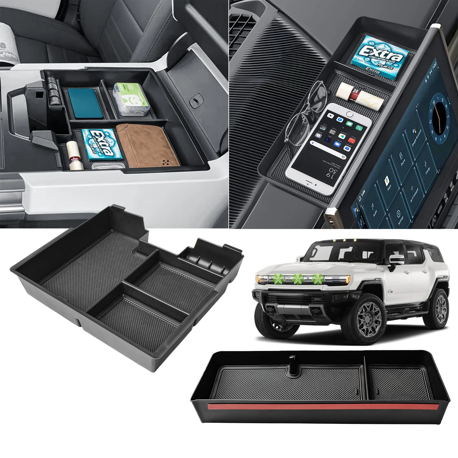 

Sixthsmoy For GMC Hummer EV 2022-2025 Center Console Organizer Behind Screen Dashboard Tray Storage Armrest Box Car Accessories