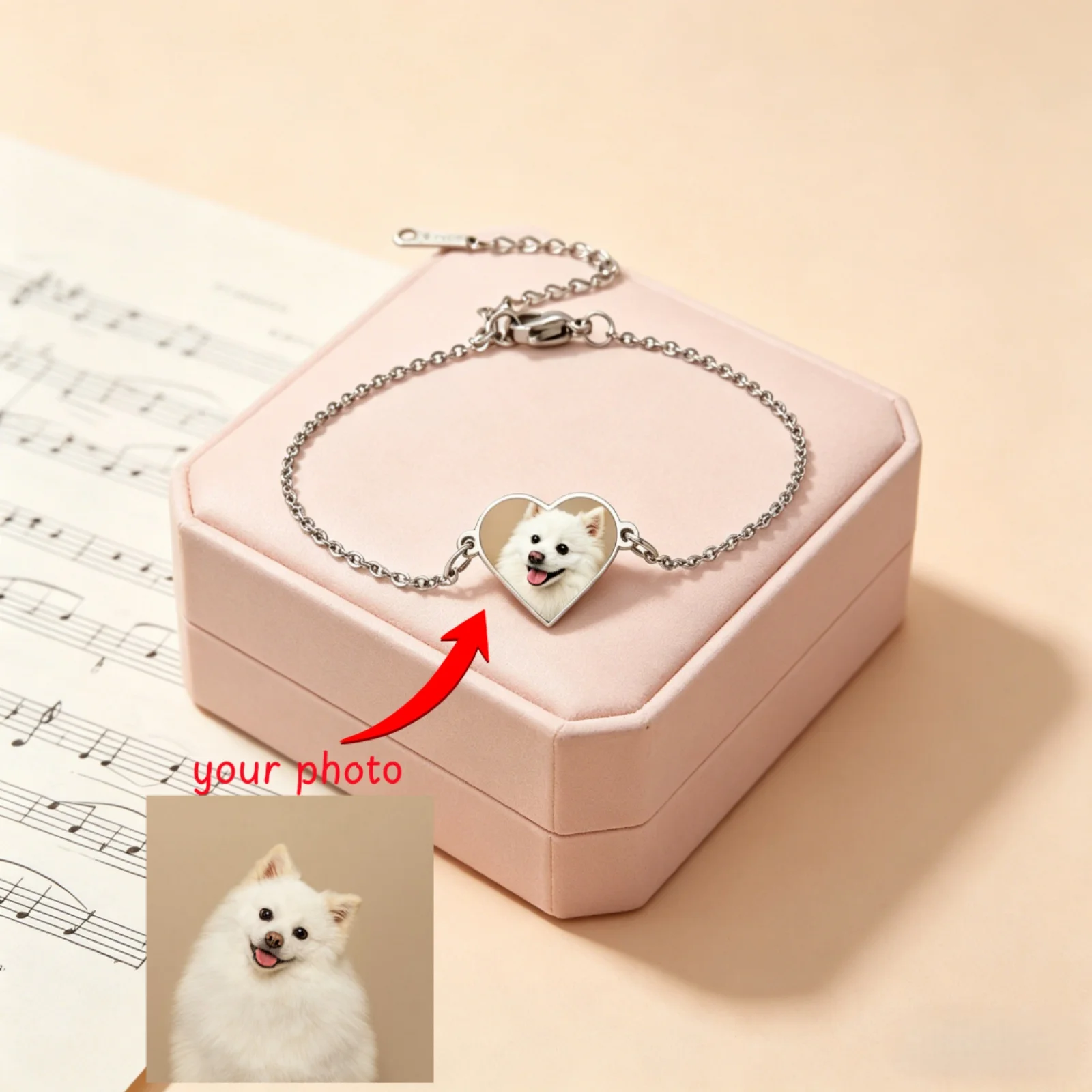 Customized Photo Color Printed Love Bracelet Stainless Steel Couple Image Love Bracelet Valentine's Day Gift