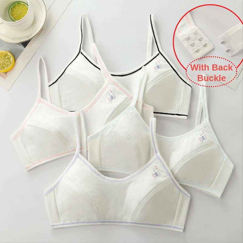 4 Pcs/Lot Girls Brassiere Cotton Underwear Back Buckle Design Adolescent Girls Training Bras Breathable Teenage Girl Tops Bra