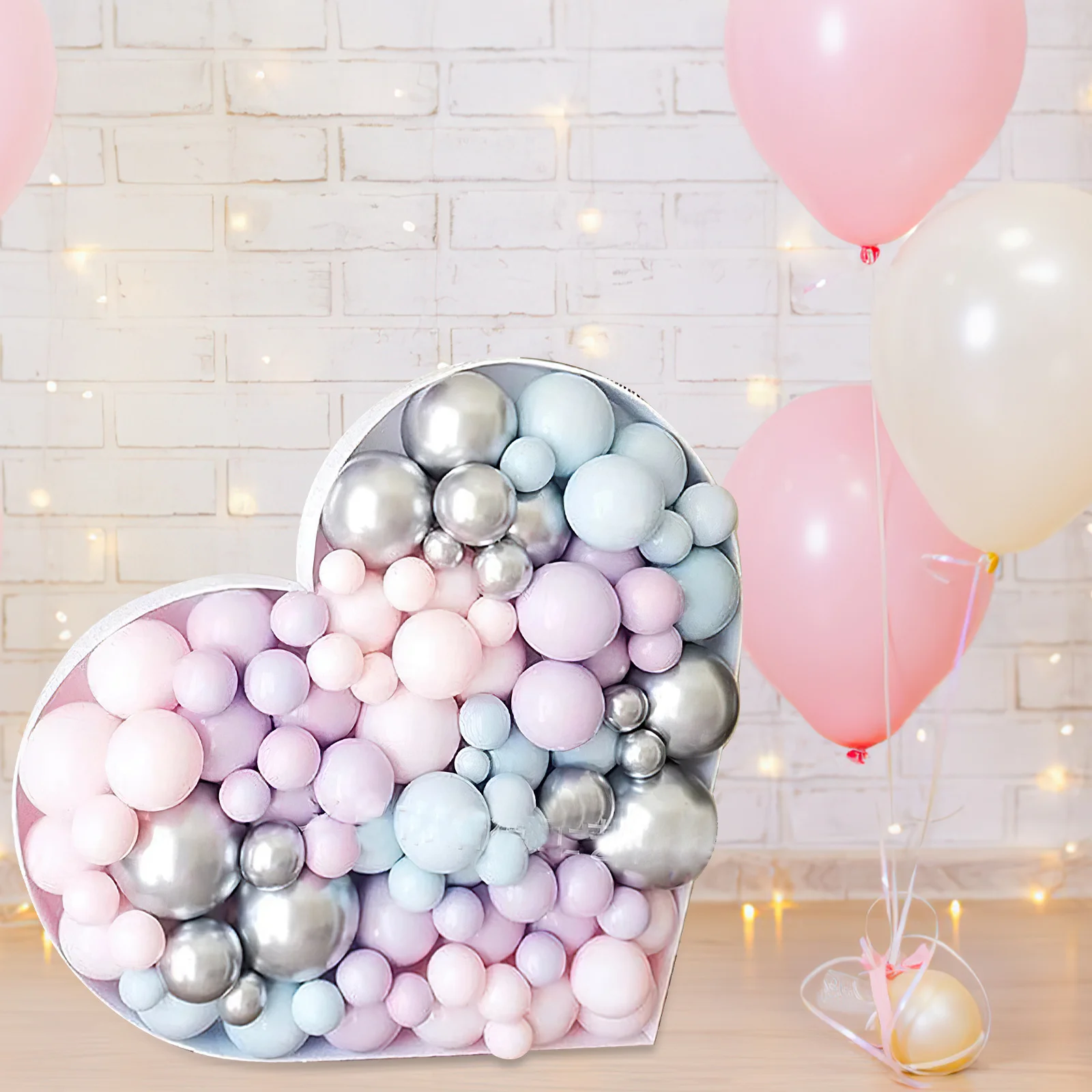 

Transparent Decorative Balloon Box Heart Frame Durable Stable Balloon Case for Birthday Wedding Party Photo Decor